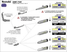 71444mi Arrow GSR 750 11-16/GSX-S 750 17-25  2:1 Stainless Steel Mid-Pipe Works RACE-TECH Silencers