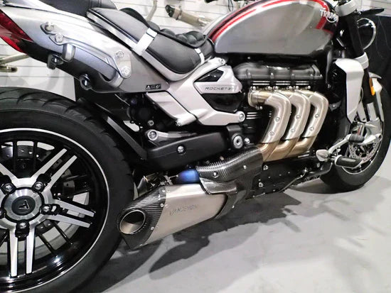 IN STOCK Vandemon Triumph Rocket 3R & GT 2500 2019-25 Titanium Bimodal Stealth Titanium Slip-On Mufflers TRIUMROCKET3O2MUFA VA-152